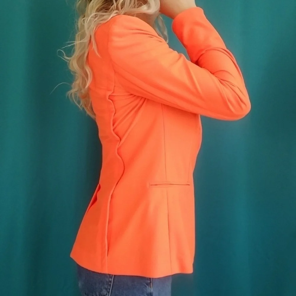 ✅ Rag & Bone Blazer Softly Structured Clip Closure in Neon Orange